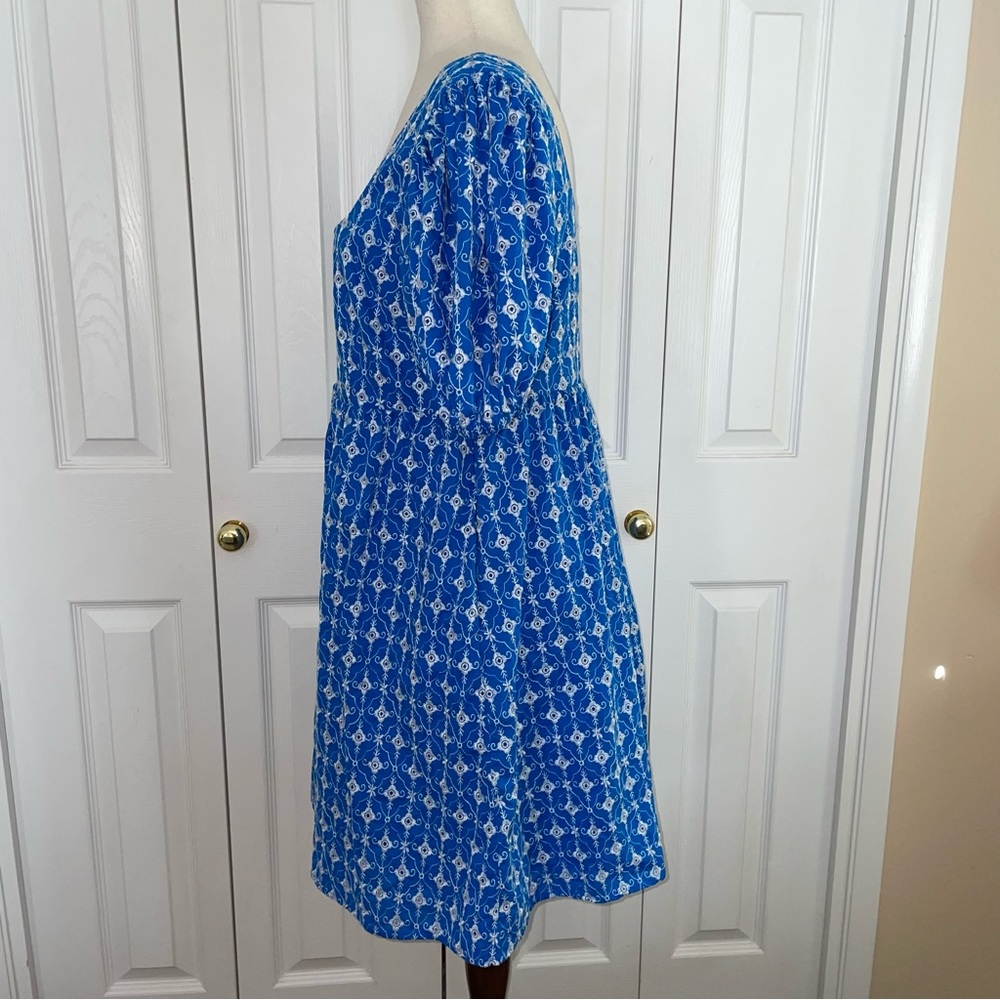 Rhode embroidered eyelet mini dress blue and white pockets size M - Picture 6 of 16
